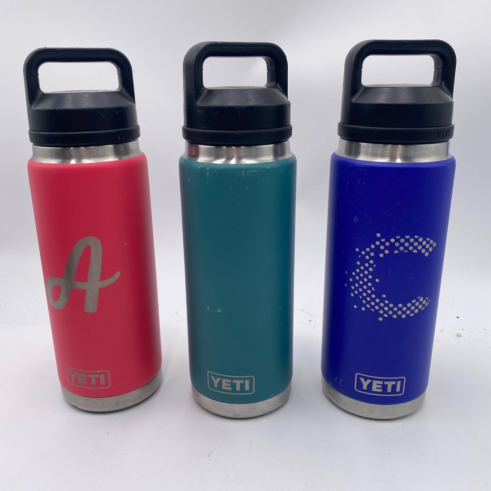 YETI Rambler 26 oz Water Bottle Bundle 3pc‎ Pink Blue Green Chug Cap Insulated
